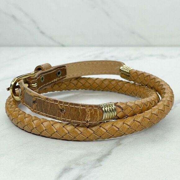 The Great New York Belt Co Brown Vintage Barrel Braided Leather Belt Size Small - Picture 3 of 9
